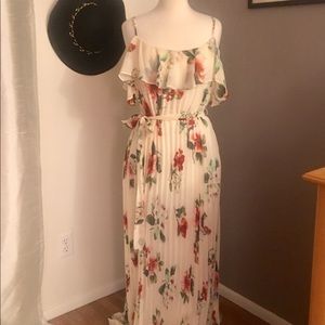 Floral, cold shoulder maxi dress